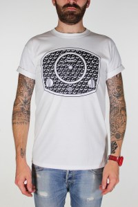 white dash pod tee