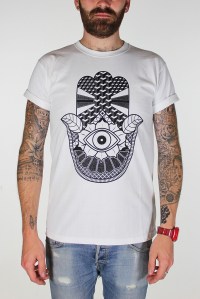 white hand tee